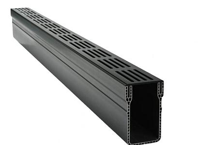 Gardendrain Black Grating 1000x100x100 mm Lijngoot zwart (afname per pallet à 65 stuks)
